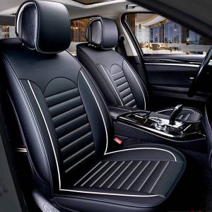 Комплект кожени универсални калъфи за седалки 2бр/к-т - Черно със сиво