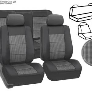 Комплект калъфи за седалки за кола ,тапицерия за предни и задни седалки ,Пълен комплект 8 части, Черни