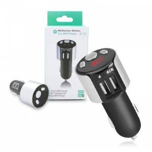 FM трансмитер за кола X10, Зарядно, Bluetooth, 2 USB, MP3 Player, Handsfree, Черен