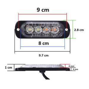 ГАБАРИТ (12-24V) 4 LED С БЯГАЩА СВЕТЛИНА бели и оранжеви