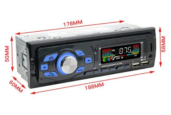 Авто радио MP3 Player BT FM Aux-in Receiver SD USB MP3 MMC WMA ISO Port - Image 6