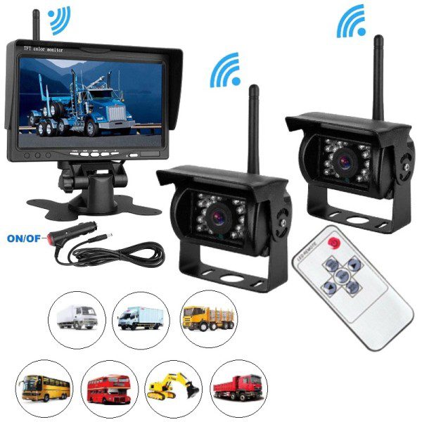 Безжичен комплект за паркиране с две камери, 7'' монитор и дистанционно