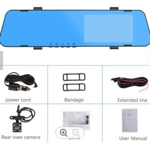 Видеорегистратор огледало+задна камера, FHD, G-Sensor