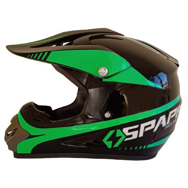 Каска за мотор кросова черно с зелено/бяло - Image 2