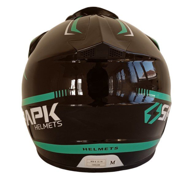 Каска за мотор кросова черно с зелено/бяло - Image 3