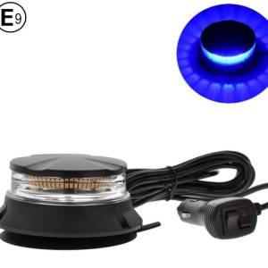 24W Лед Led Компактна Диодна Въртяща се Сигнална Аварийна Лампа Маяк Буркан с магнит и вендуза 12V - 24V с магнит Е9 E-Mark синя светлина55