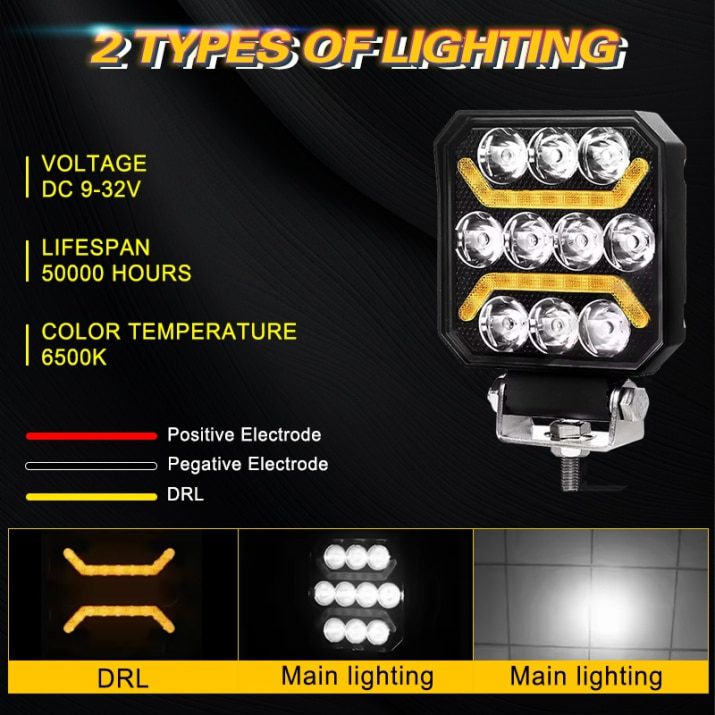 Диоден халоген LED бяла и жълта светлина габарит, 9-50V - Image 4