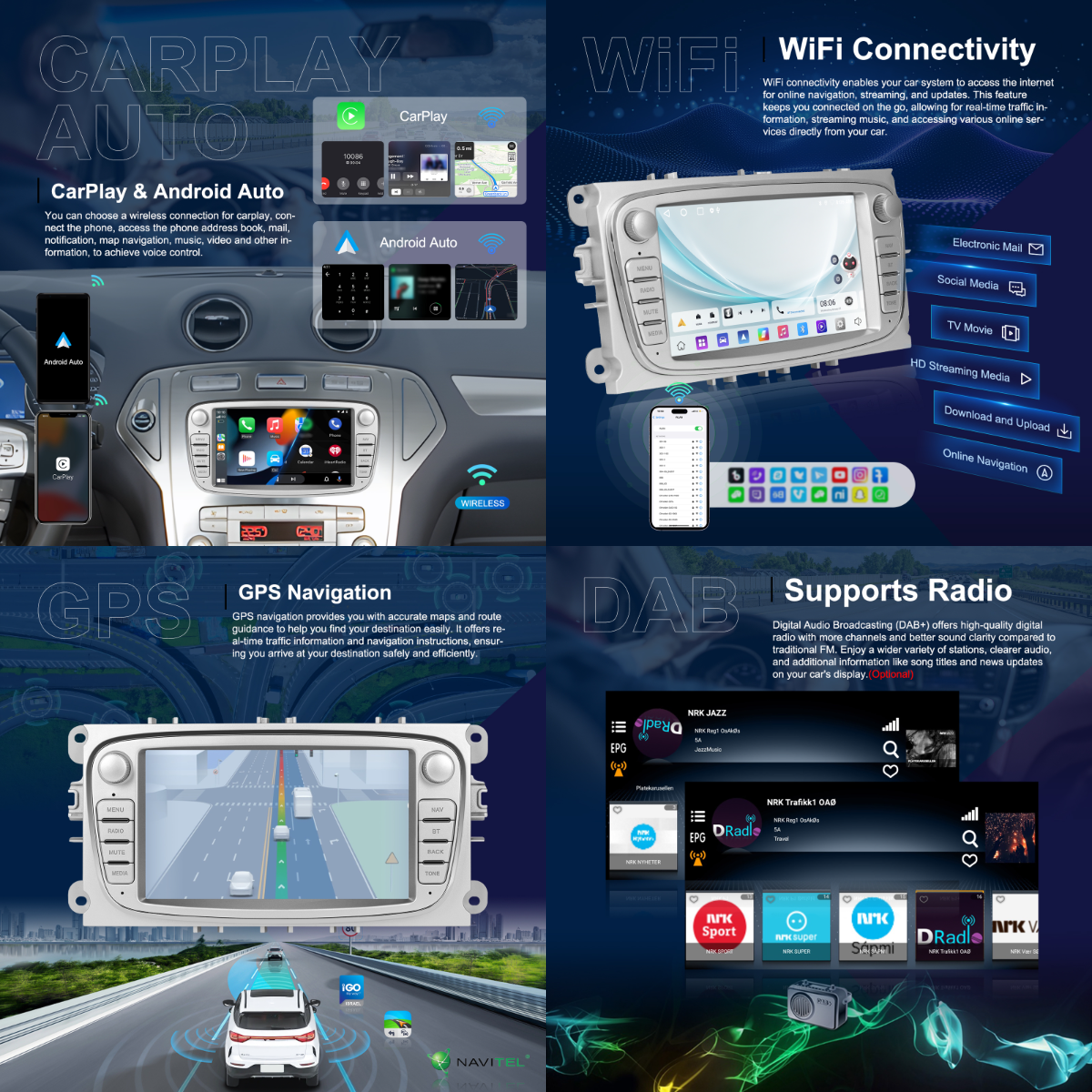 8-Ядрена Мултимедия за Ford Focus / Mondeo / S-Max / C-Max (4GB RAM / 64GB ROM) Snapdragon, Wireless CarPlay, Android Auto, DSP - Image 3