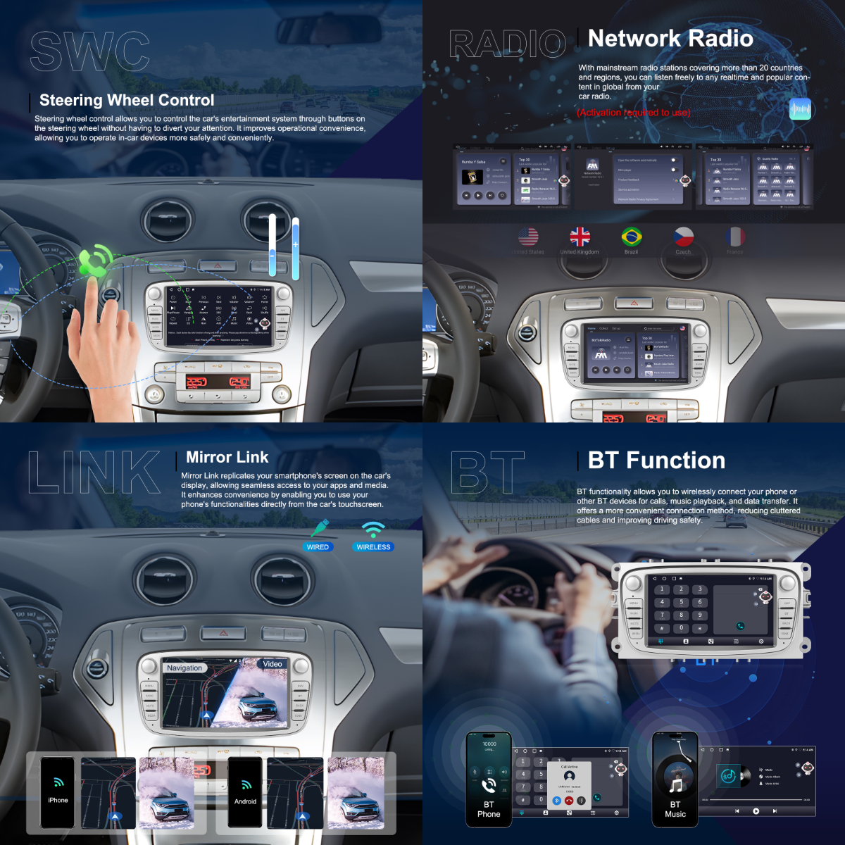 8-Ядрена Мултимедия за Ford Focus / Mondeo / S-Max / C-Max (4GB RAM / 64GB ROM) Snapdragon, Wireless CarPlay, Android Auto, DSP - Image 2